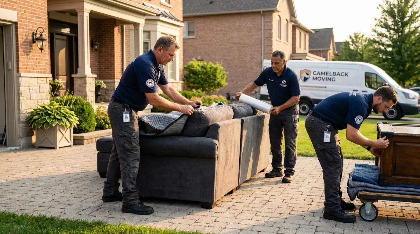 Large estate moving crew wrapping furniture in Lula, GA