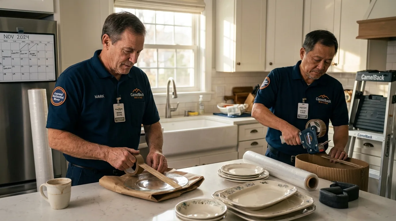 Professional crew packing kitchen dishware in Lula, GA